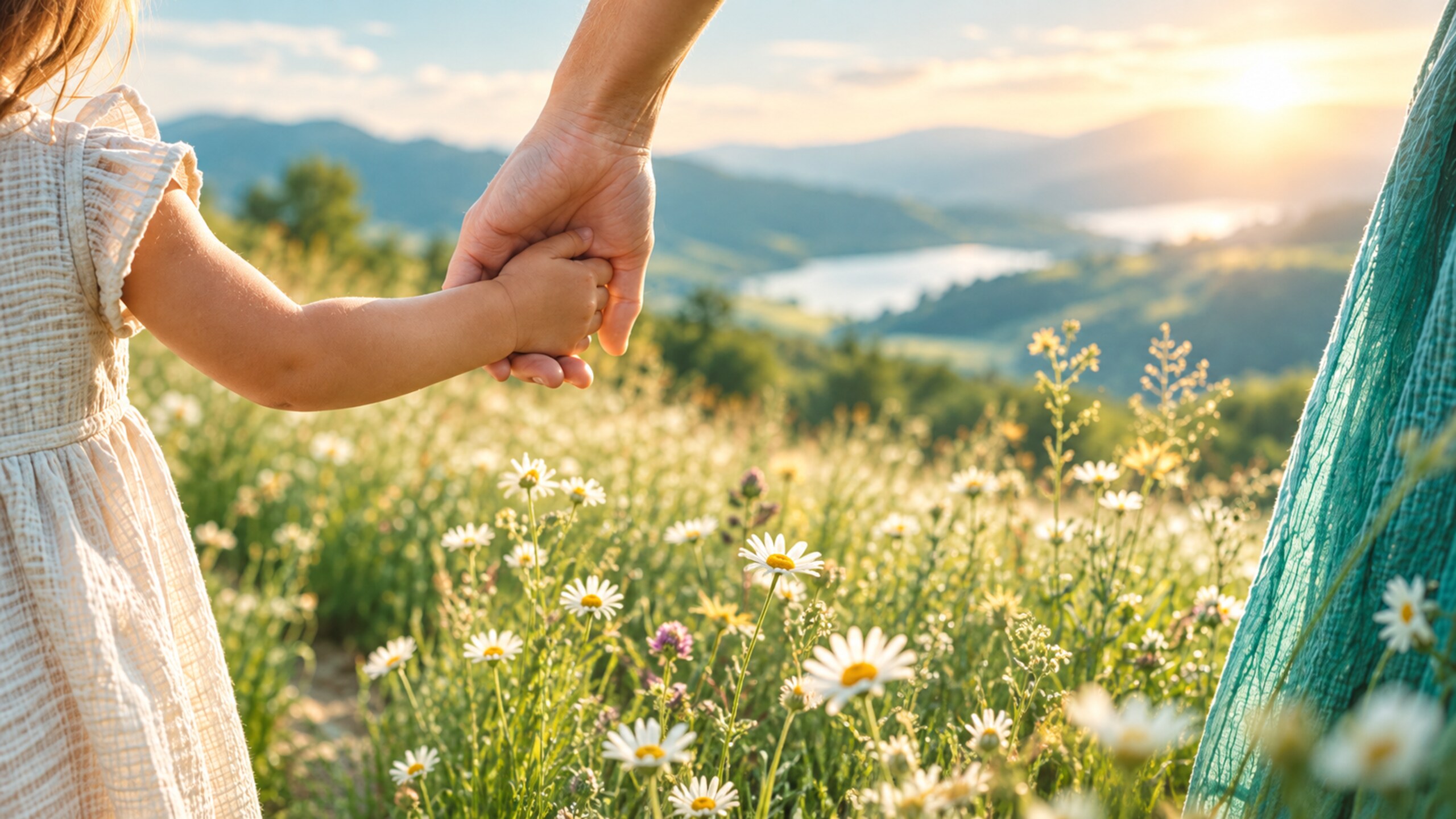 Una mano adulta stringe quella di un bambino